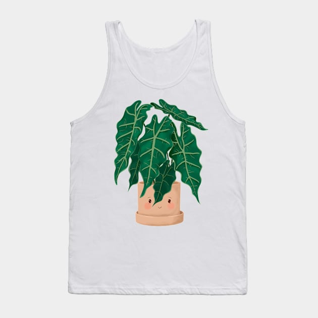 Cute Plant Illustration, Alocasia Illustration Tank Top by Gush Art Studio 1